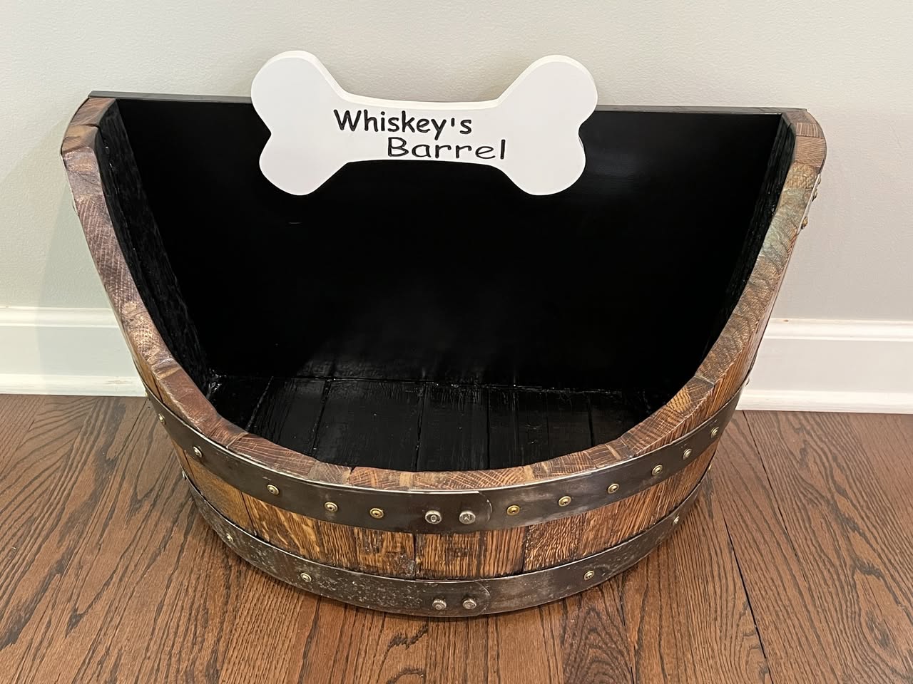 Personalized Bourbon Barrel Pet Bed & Toy Bin