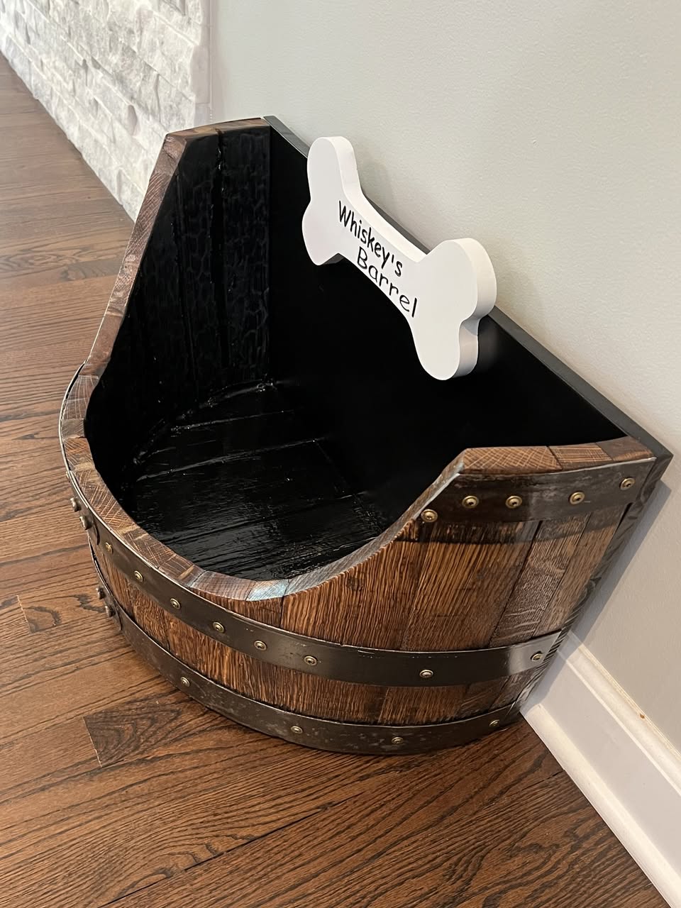 Personalized Bourbon Barrel Pet Bed & Toy Bin