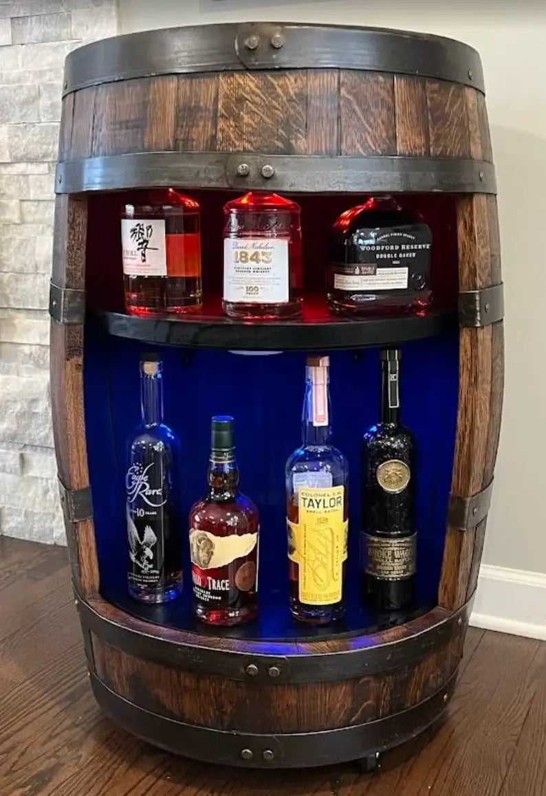 Bourbon Barrel Liquor Cabinet