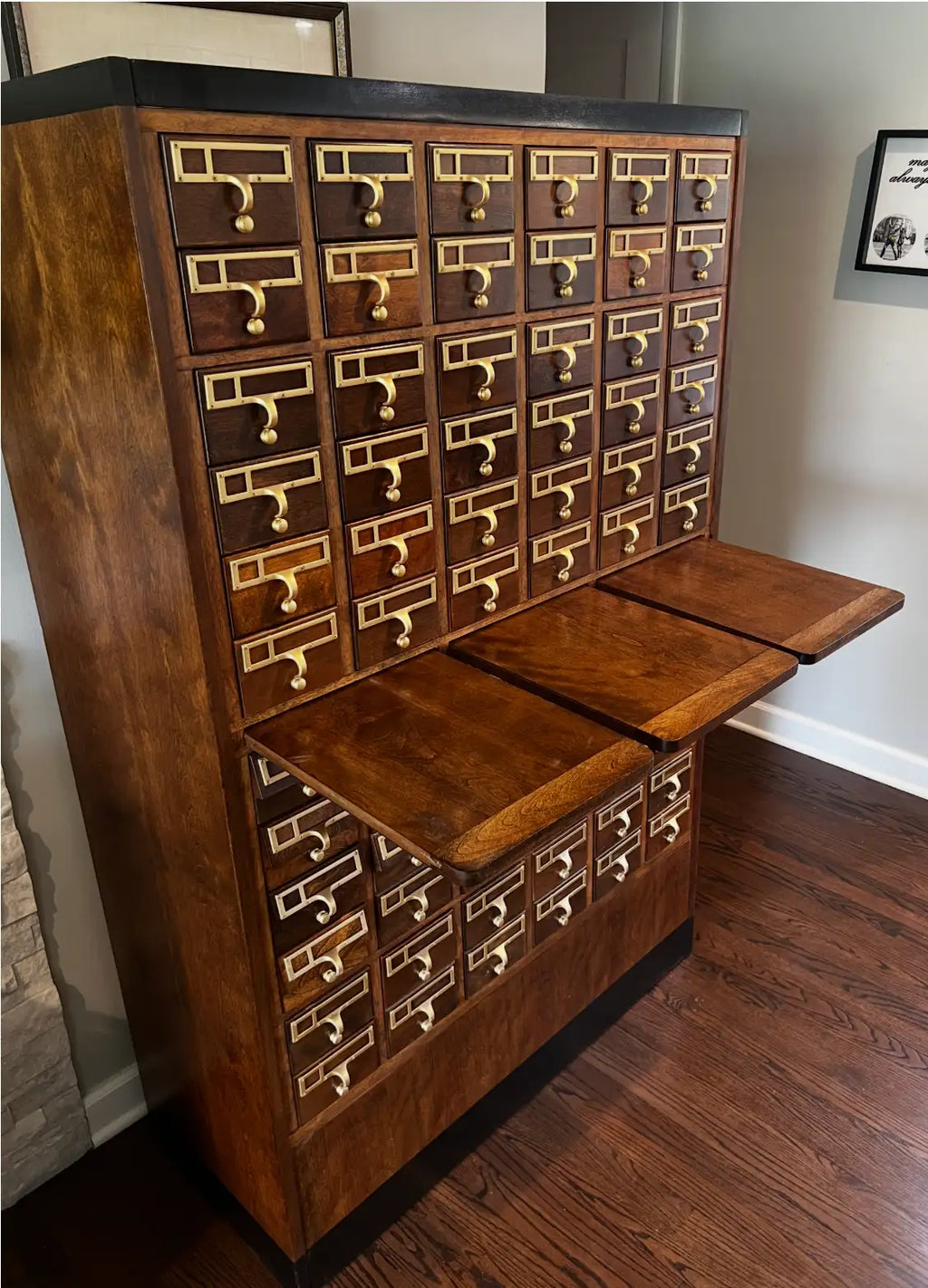 Refinished Vintage Library Card Catalog