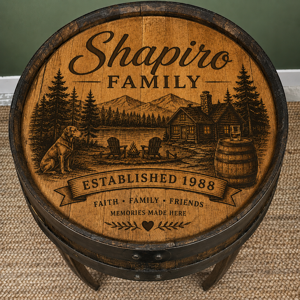 Bourbon Barrel Head End Table