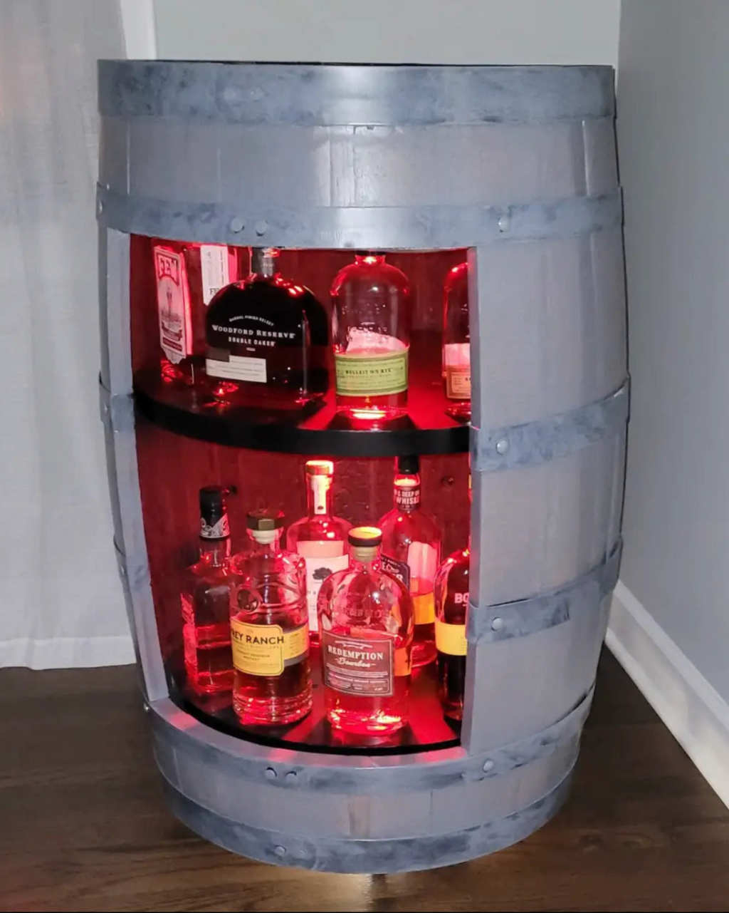 Bourbon Barrel Liquor Cabinet
