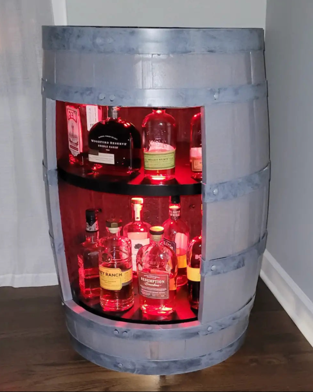 Bourbon Barrel Liquor Cabinet