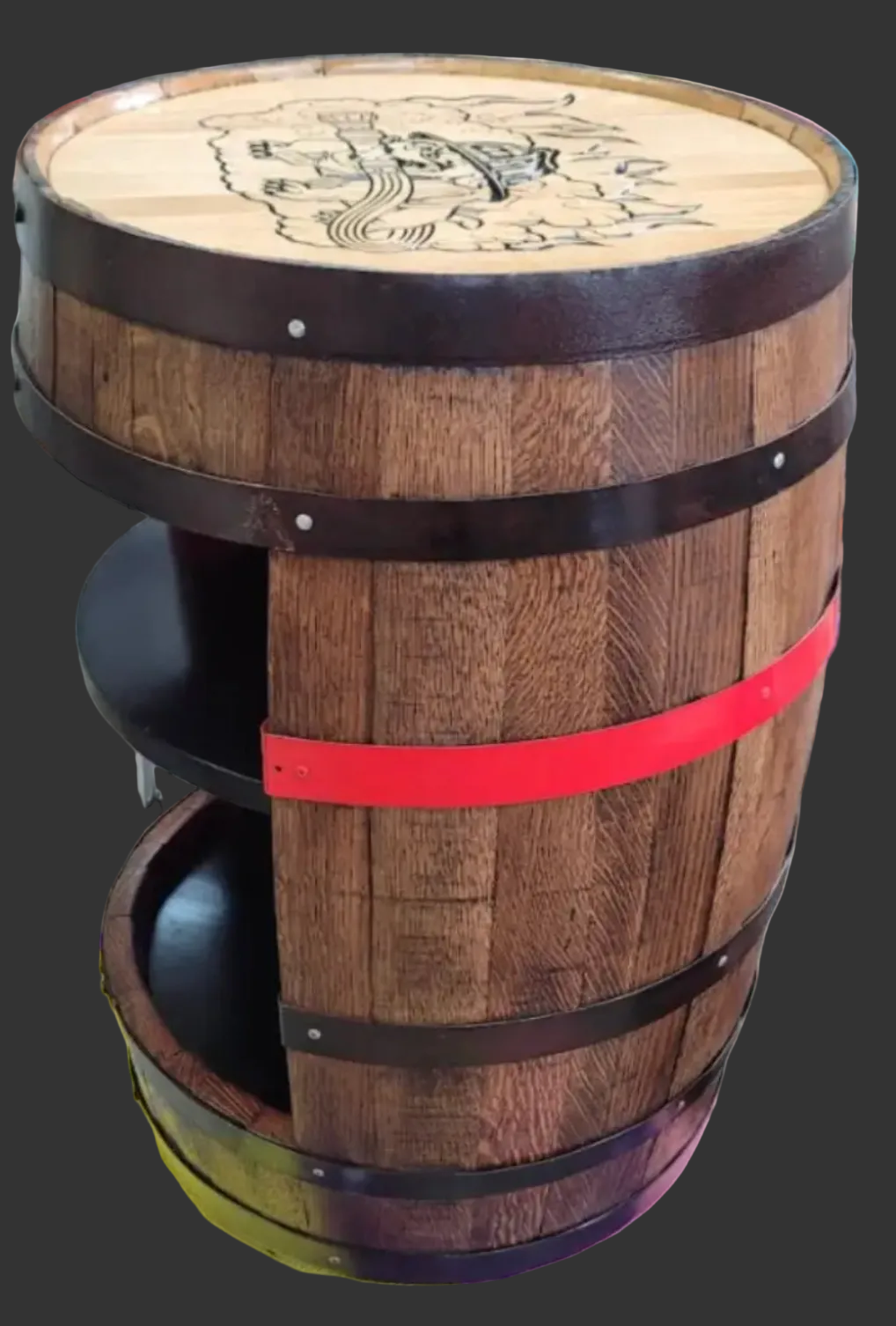 Bourbon Barrel Liquor Cabinet