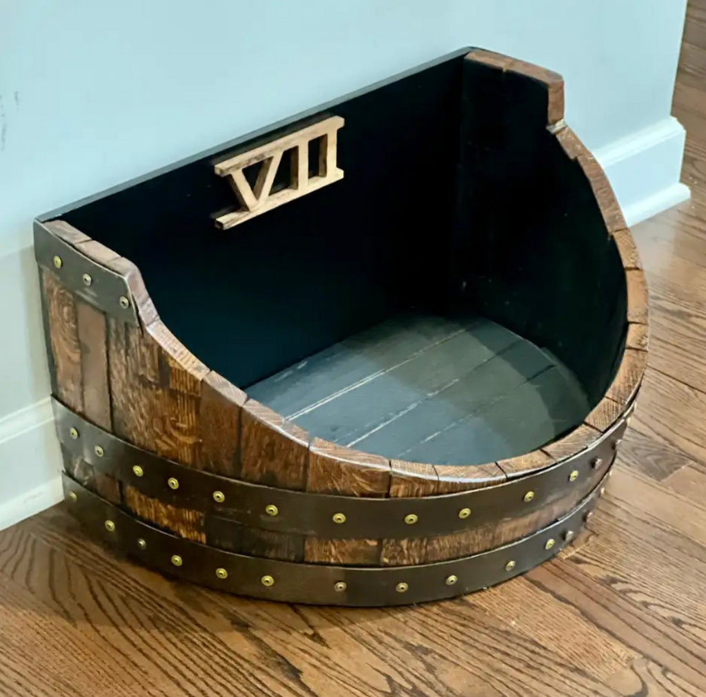 Personalized Bourbon Barrel Pet Bed & Toy Bin