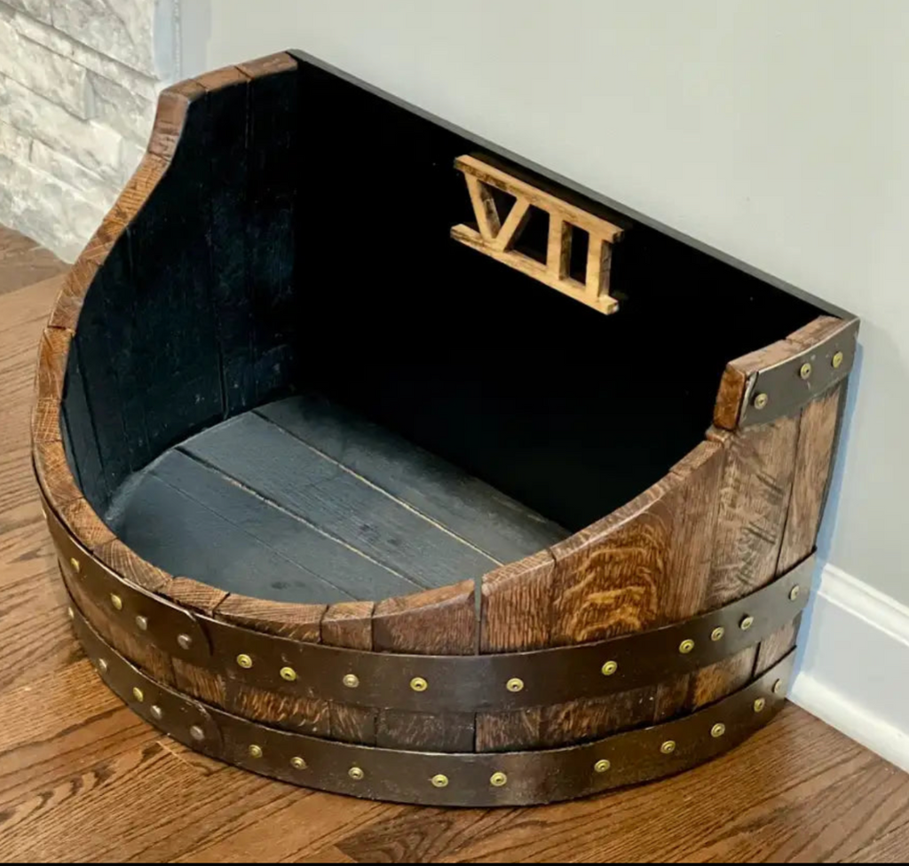 Personalized Bourbon Barrel Pet Bed & Toy Bin