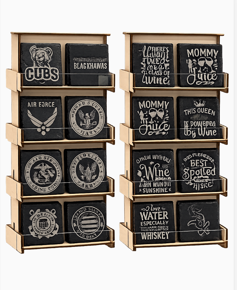 Custom Slate, Wood & Polyurethane Coasters