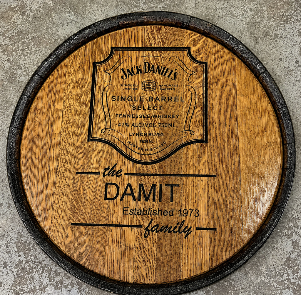Bourbon Barrel Head End Table