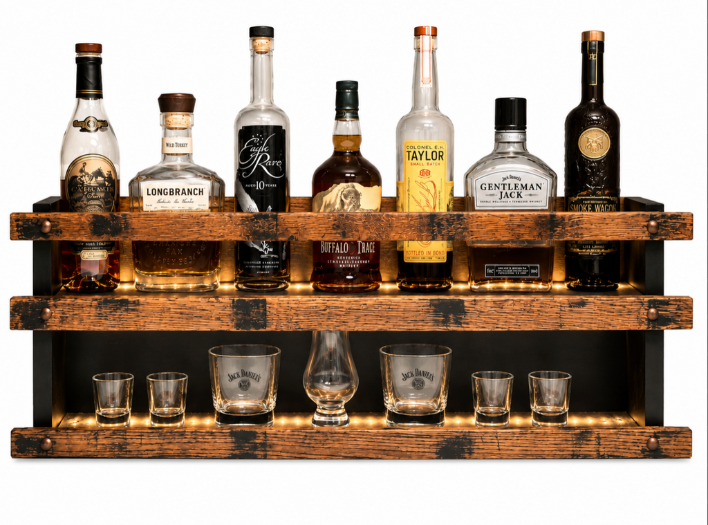 Bourbon Barrel Shelves & Bottle Displays