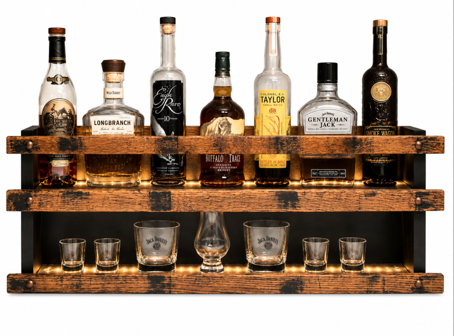 Bourbon Barrel Shelves & Bottle Displays